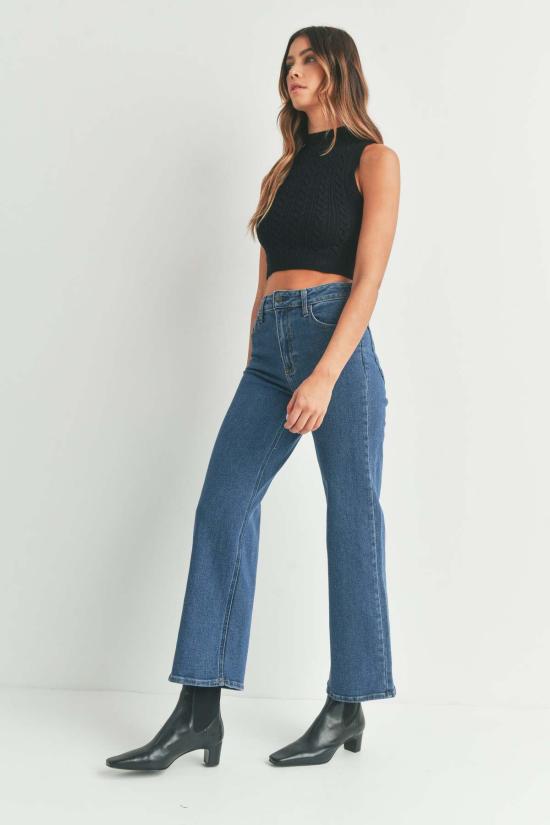  저스트 블랙 데님 데님 팬츠 언컷 스트레이트 진 - JUST BLACK DENIM