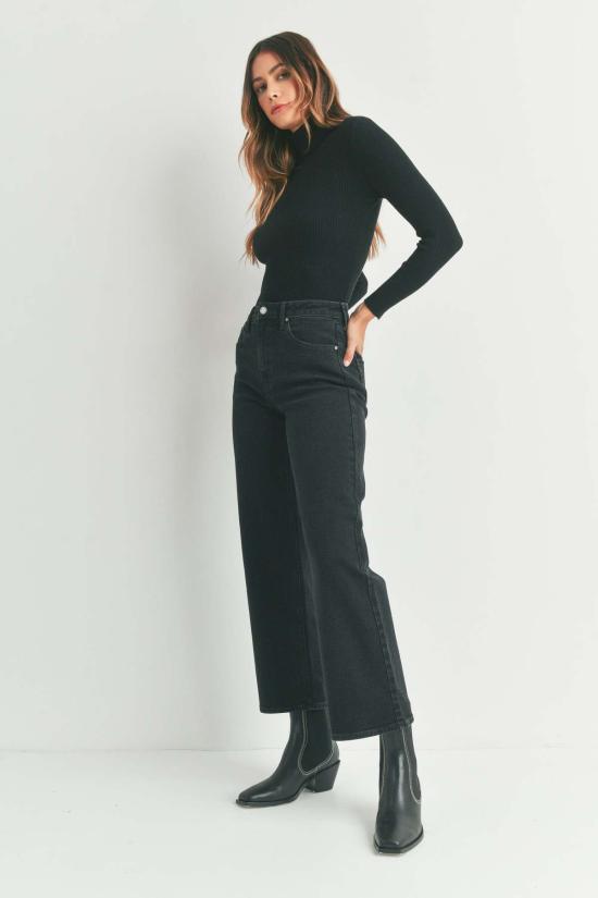  저스트 블랙 데님 데님 팬츠 언컷 스트레이트 진 - JUST BLACK DENIM