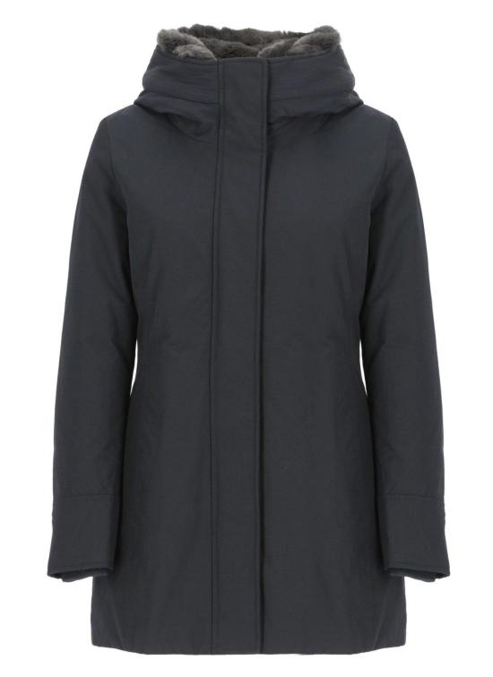  울리치 패딩 로고 패치 지퍼업  코트 (블루)