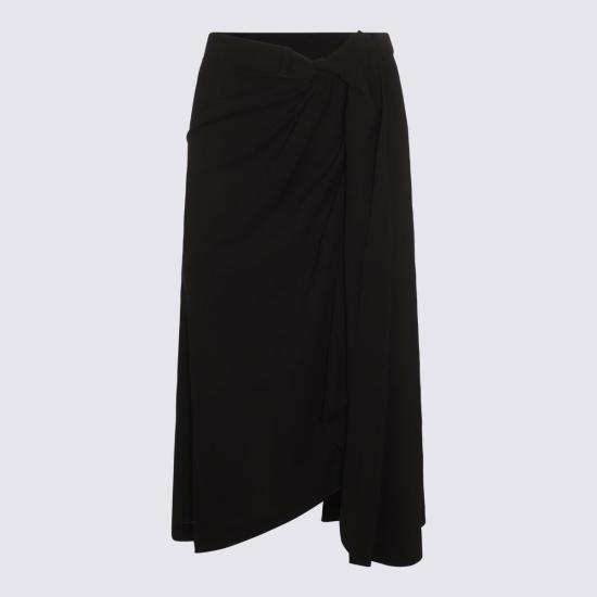  발렌시아가 미디 스커트 블랙