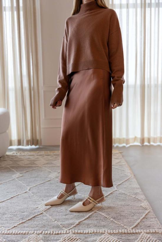  사블린 미디 스커트 미란다 B 스캘럽 트림 바이어스컷 풀온 스커트