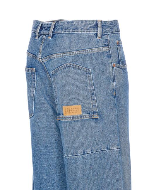  MM6 메종마르지엘라 데님 팬츠 Mm6 메종 마르지엘라 와이드 레그 진 블루 - MM6 MAISON MARGIELA