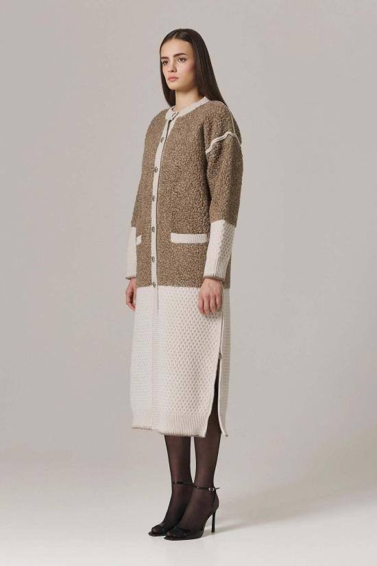  Santicler 코트 산티클러 보이어 인조 모피 및 울 스웨터  라떼 - OTHER BRANDS