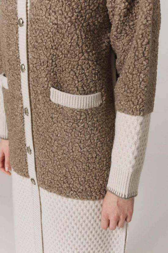  Santicler 코트 산티클러 보이어 인조 모피 및 울 스웨터  라떼 - OTHER BRANDS