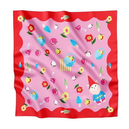  센티넬 머플러/스카프 고양이 정원 그놈 실크 대형 사각 스카프