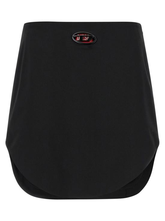  디젤 숏 스커트 O 리버리 울 트윌 미니 스커트 블랙