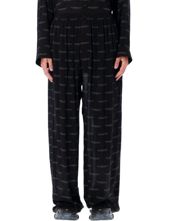  발렌시아가 트레이닝/조거 팬츠 로고 파자마 팬츠 블랙/그레이