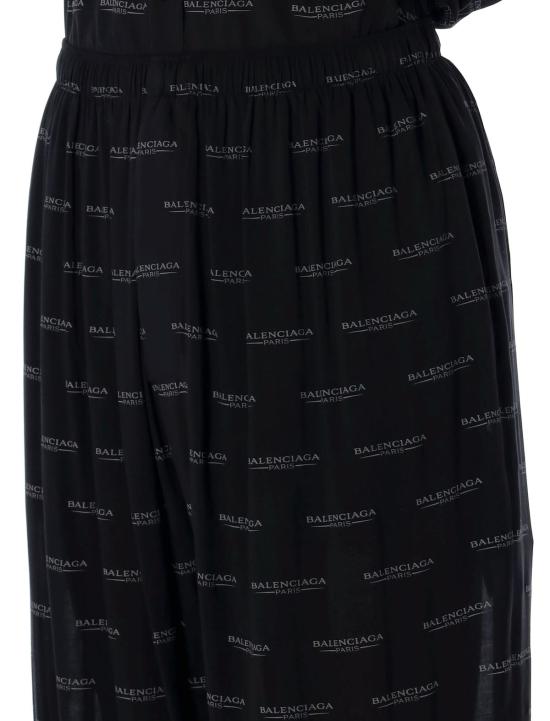  발렌시아가 트레이닝/조거 팬츠 로고 파자마 팬츠 블랙/그레이 - BALENCIAGA