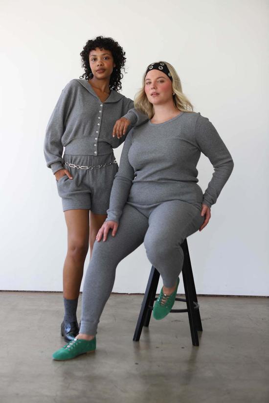  Noble 레깅스 노블 와플 바텀 헤더 그레이 - NOBLE