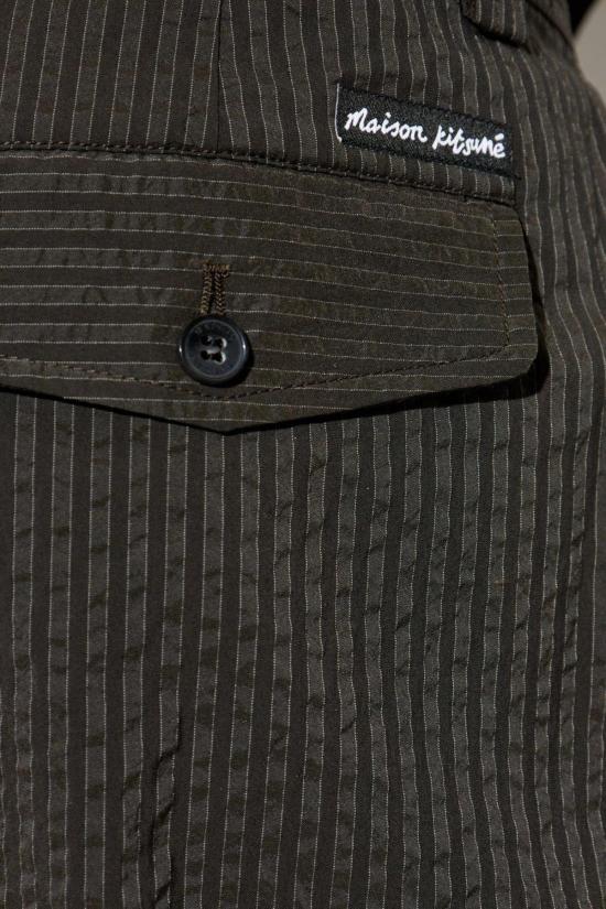  메종키츠네 스트레이트 팬츠 메종 키츠네 릴렉스드 플리츠  블랙 - MAISON KITSUNE
