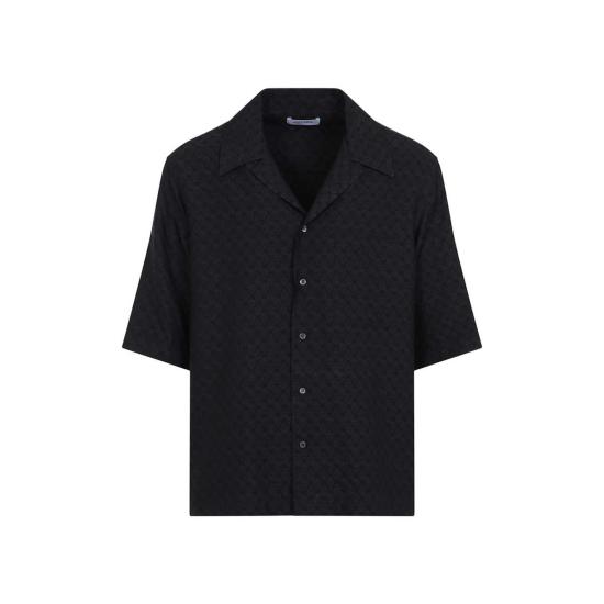  알렉산더 맥퀸 반팔 셔츠 캠프 칼라 하와이안  블랙 - ALEXANDER MCQUEEN