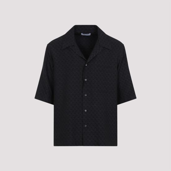  알렉산더 맥퀸 반팔 셔츠 캠프 칼라 하와이안  블랙 - ALEXANDER MCQUEEN