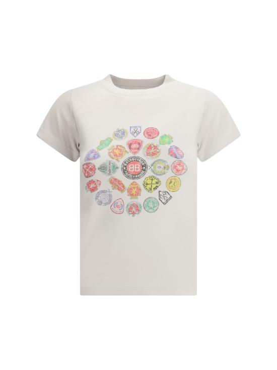  발렌시아가 반팔 티셔츠 그래픽 로고 크루넥 티셔츠