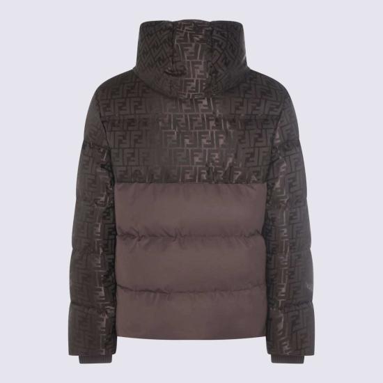  펜디 봄버 자켓 코튼 다운 재킷 브라운 - FENDI