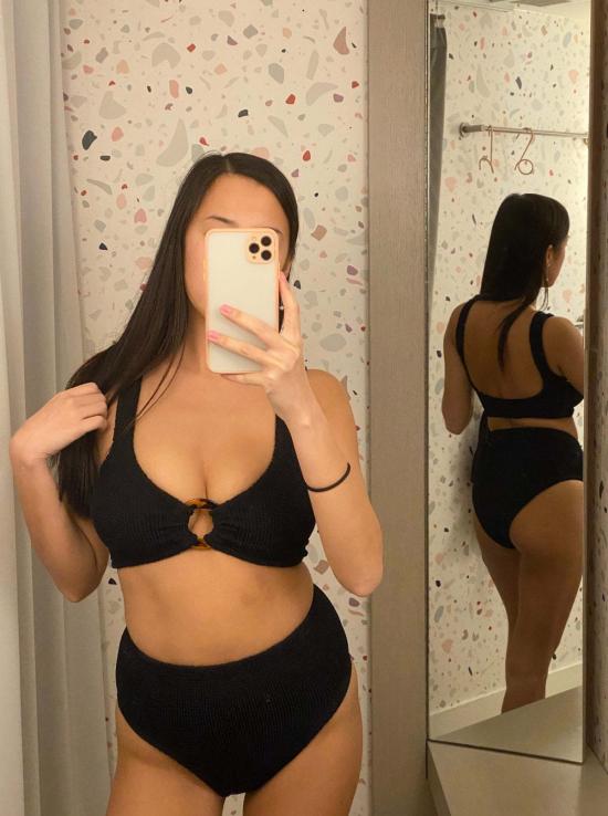  훈자 지 비키니 수영복 Hunza G Nadine 비키니 하이웨이스트 세트 블랙 - HUNZA G