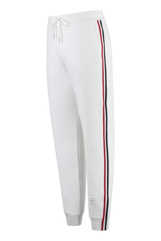  톰브라운 트레이닝/조거 팬츠 톰 브라운 니트 사이드 스트라이프 울 트랙 팬츠 (화이트) - THOM BROWNE