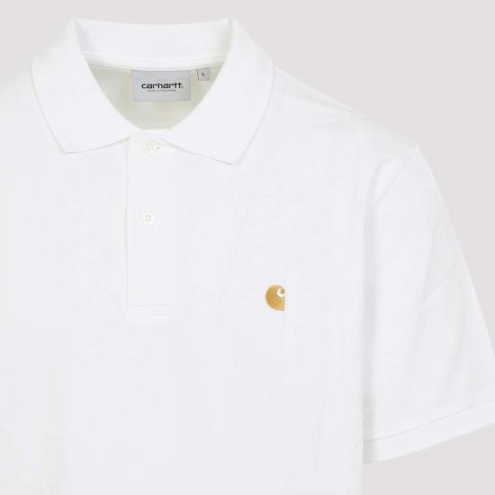  칼하트 폴로 티셔츠 카하트 반팔 체이스 피케 폴로 셔츠 화이트 골드 - CARHARTT