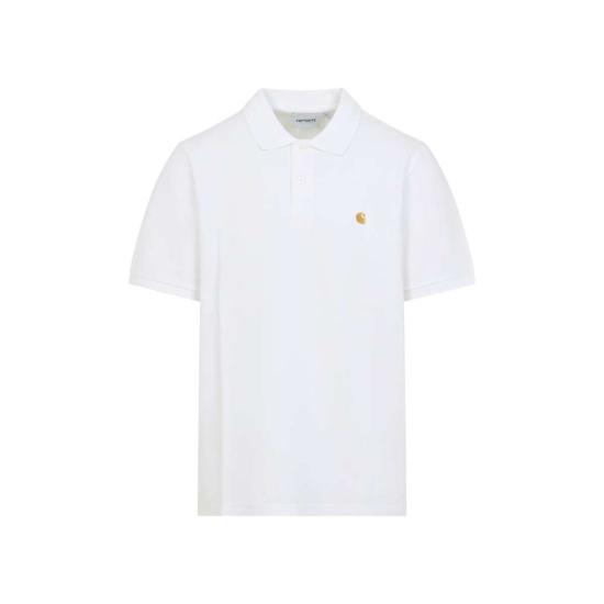  칼하트 폴로 티셔츠 카하트 반팔 체이스 피케 폴로 셔츠 화이트 골드 - CARHARTT