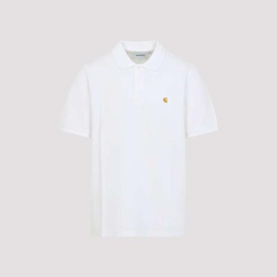  칼하트 폴로 티셔츠 카하트 반팔 체이스 피케 폴로 셔츠 화이트 골드 - CARHARTT