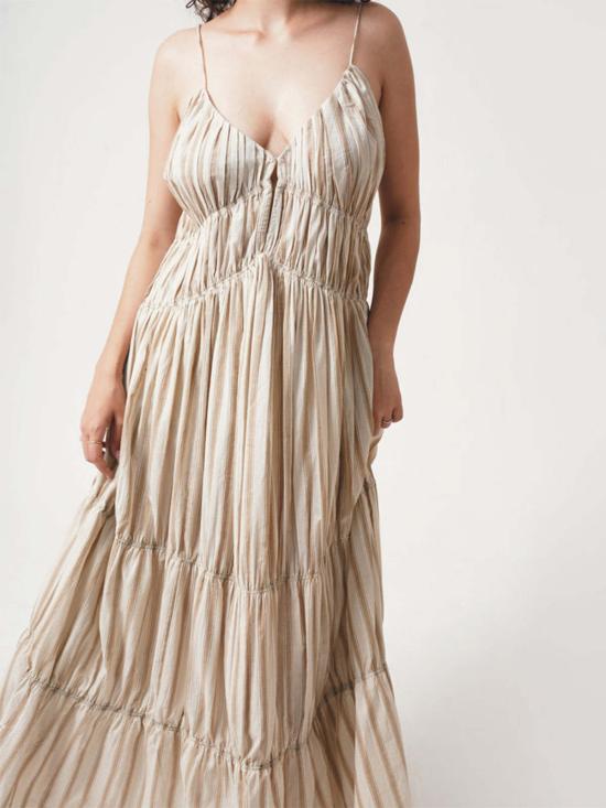  이키비 롱 원피스 Ikkivi Gigi 드레스 Greige And Tan 스트라이프 - IKKIVI