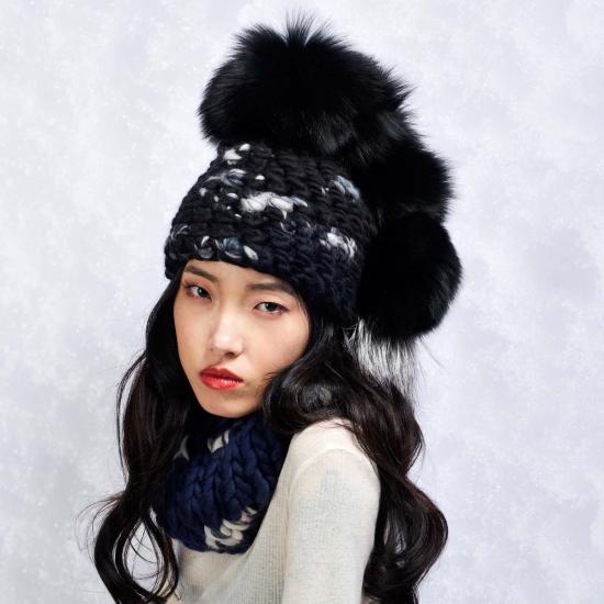  미샤램퍼트 모자 미샤 램퍼트 다크 플로럴 포호크 + 블랙 | 실버 폭스 XL 폼스