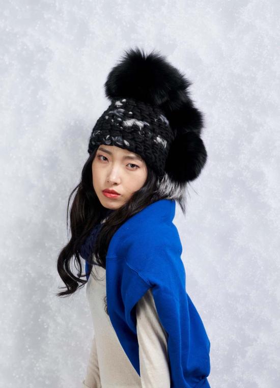  Mischa Lampert 모자 미샤 램퍼트 다크 플로럴 포호크 + 블랙 | 실버 폭스 XL 폼스 - OTHER BRANDS