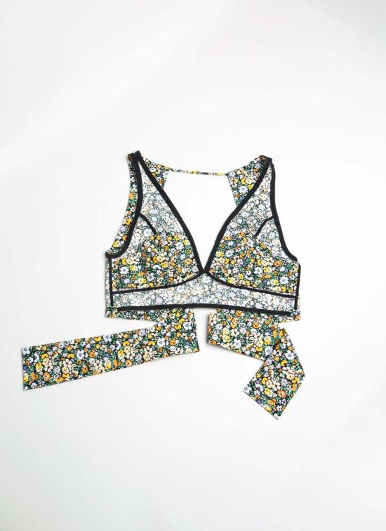  카렘 브라 X 크림 컨스피라체 라 란 렛 오픈 백 탑 (타이 포함) 쁘띠 레귤러 멀티 플로럴 - KAAREM