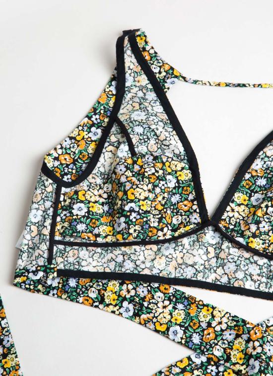  KAAREM 브라 카렘 X 크림 컨스피라체 라 란 렛 오픈 백 탑 (타이 포함) 쁘띠 레귤러 멀티 플로럴 - OTHER BRANDS