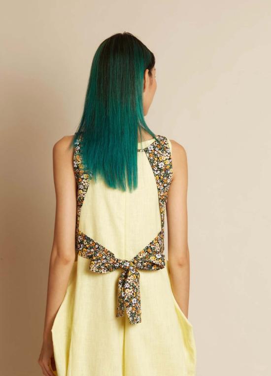  카렘 브라 X 크림 컨스피라체 라 란 렛 오픈 백 탑 (타이 포함) 쁘띠 레귤러 멀티 플로럴 - KAAREM