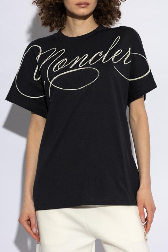  몽클레어 반팔 티셔츠 자수 로고 티셔츠 (블루) - MONCLER