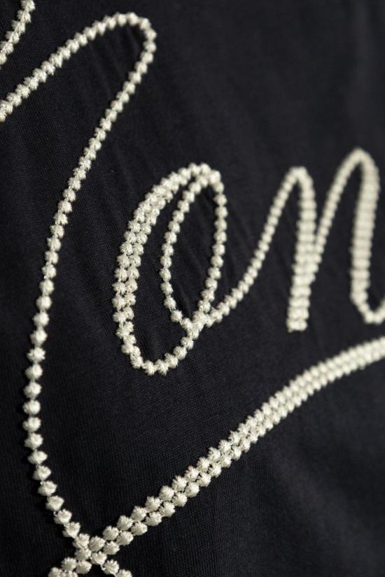  몽클레어 반팔 티셔츠 자수 로고 티셔츠 (블루) - MONCLER