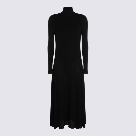  알라이아 롱 원피스 비스코스 드레스 느와르