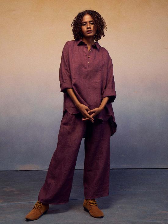  IKKIVI 셔츠 이키비 오버사이즈 플럼 세트 플럼