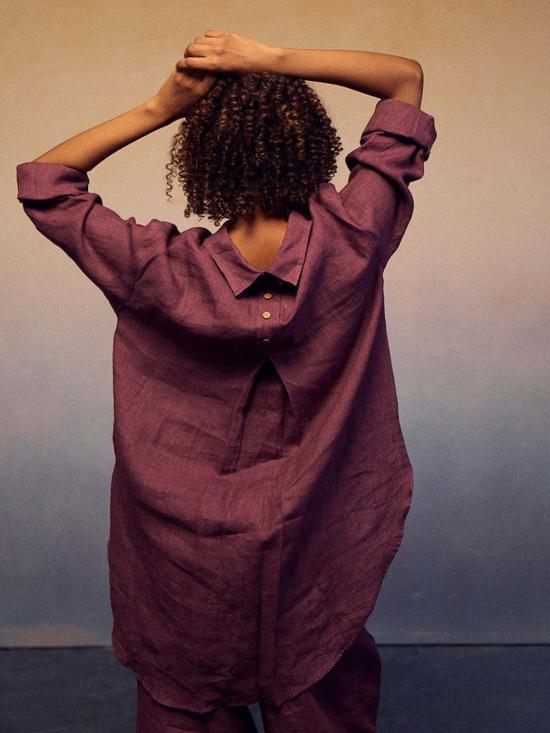  IKKIVI 셔츠 이키비 오버사이즈 플럼 세트 플럼 - IKKIVI