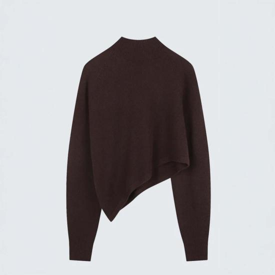  TIME 터틀넥 타임 비대칭 니트 탑 브라운 - OTHER BRANDS