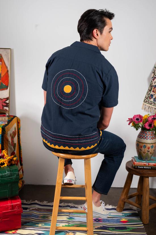  DUSHYANT. 반팔 셔츠 두샨트. 돈 캠프 칼라  네이비 아플리케/자수 - OTHER BRANDS