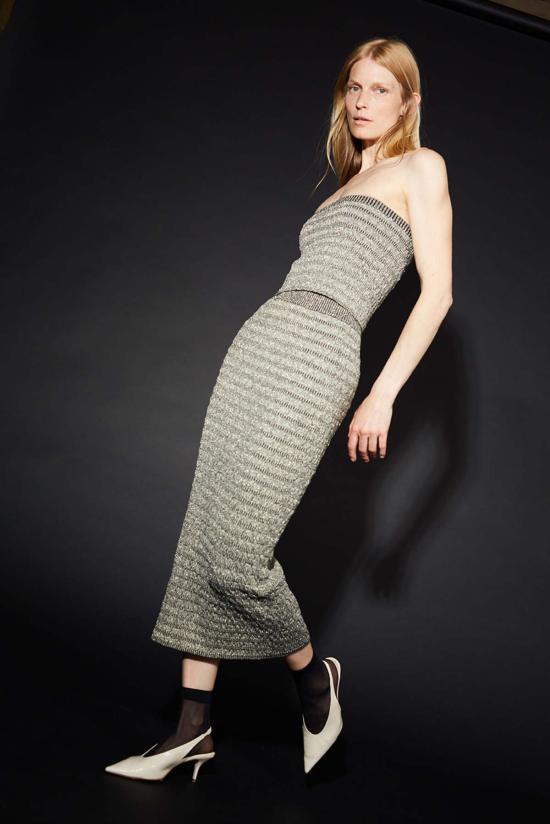  일레븐 식스 미디 스커트 캐리 루렉스 튜브 스커트 그레이 - ELEVEN SIX