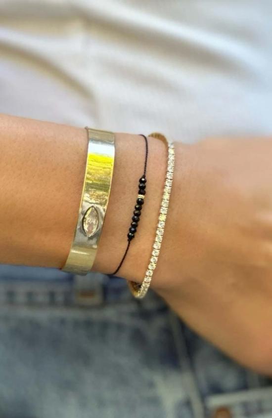  C. GRASSI 팔찌 C. Grassi 에너지 프로젝트  보호 블랙 투르말린/14K 솔리드 골드 비즈 - OTHER BRANDS