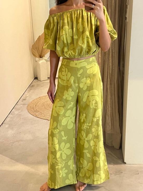  at Dawn. 스트레이트 팬츠 새벽에. 꽃무늬 옆트임 와이드 팬츠 - OTHER BRANDS