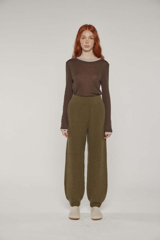  amente 스트레이트 팬츠 아멘테 캐시미어 울 블렌드 스웨터 팬츠 D. 올리브 - OTHER BRANDS
