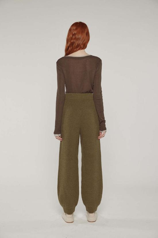  amente 스트레이트 팬츠 아멘테 캐시미어 울 블렌드 스웨터 팬츠 D. 올리브 - OTHER BRANDS