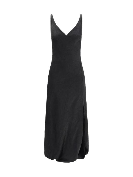  알렉산더 맥퀸 롱 원피스 크랙 피니시 롱 드레스 블랙