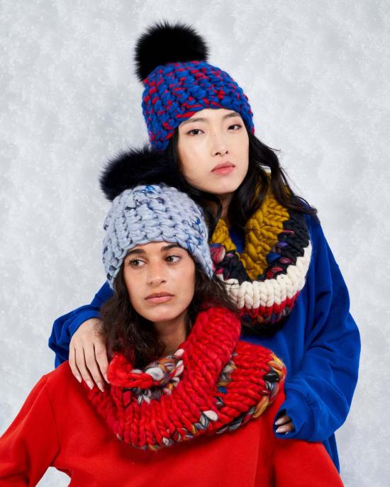  미샤램퍼트 모자 미샤 램퍼트 블루 프로스트 비니 폼스터 + 네이비 Xl 폼 - MISCHA LAMPERT