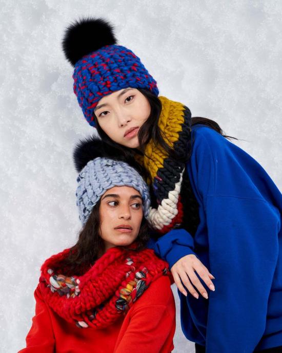  미샤램퍼트 모자 미샤 램퍼트 블루 프로스트 비니 폼스터 + 네이비 Xl 폼 - MISCHA LAMPERT