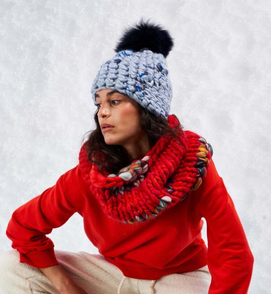  미샤램퍼트 모자 미샤 램퍼트 블루 프로스트 비니 폼스터 + 네이비 Xl 폼 - MISCHA LAMPERT