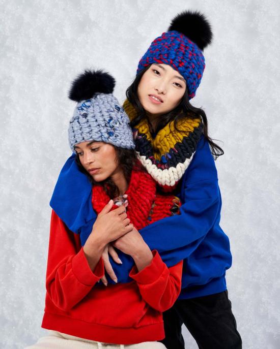  미샤램퍼트 모자 미샤 램퍼트 블루 프로스트 비니 폼스터 + 네이비 Xl 폼 - MISCHA LAMPERT