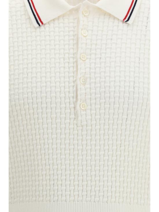 26SS 톰브라운 플로트 리플 스티치 RWB 스트라이프 폴로 MKP155AY3009 100 WHITE - THOM BROWNE