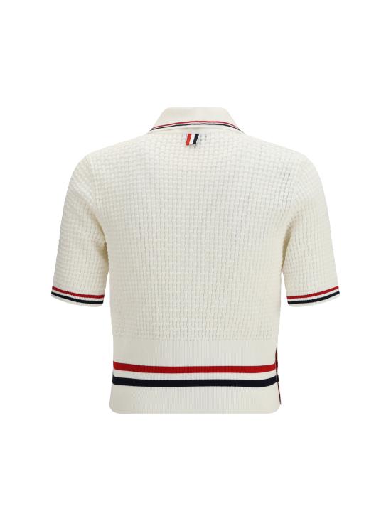 26SS 톰브라운 플로트 리플 스티치 RWB 스트라이프 폴로 MKP155AY3009 100 WHITE - THOM BROWNE