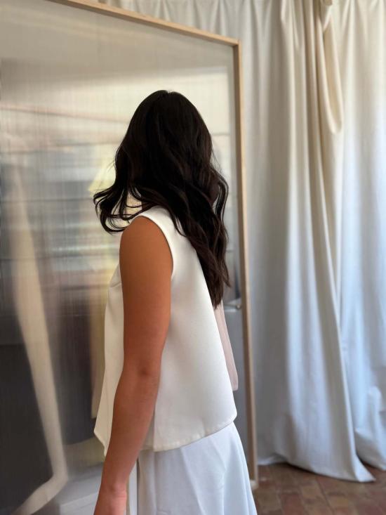  KAAREM 민소매 티셔츠 카렘 쓰리 투 에이 라인 컬러블록  화이트/크림 - KAAREM