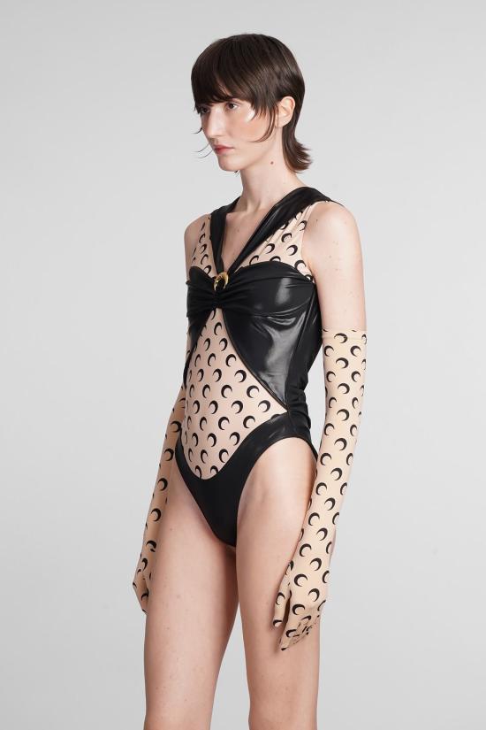  마린세르 바디수트 티셔츠 마린 세르 저지 드레이프 바디 보디수트 블랙 - MARINE SERRE